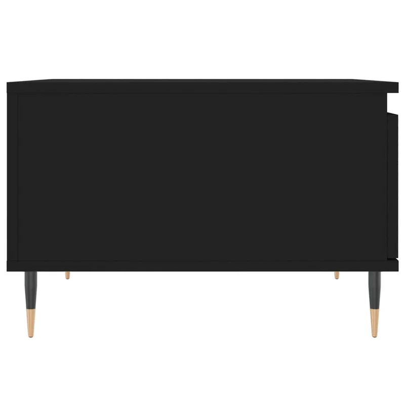 Table basse avec tiroir design moderne 55 x 55 x 36,5 cm bois d'ingénierie noir et métal DEC039688