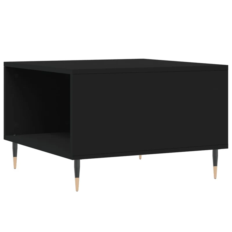 Table basse avec tiroir design moderne 55 x 55 x 36,5 cm bois d'ingénierie noir et métal DEC039688