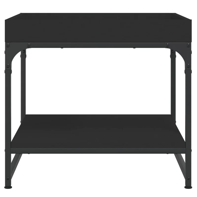 Table basse avec étagère design industriel moderne 49,5 x 49,5 x 45 cm bois d'ingénierie noir et fer DEC039650