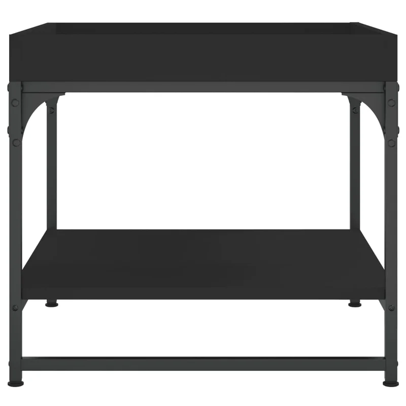 Table basse avec étagère design industriel moderne 49,5 x 49,5 x 45 cm bois d'ingénierie noir et fer DEC039650