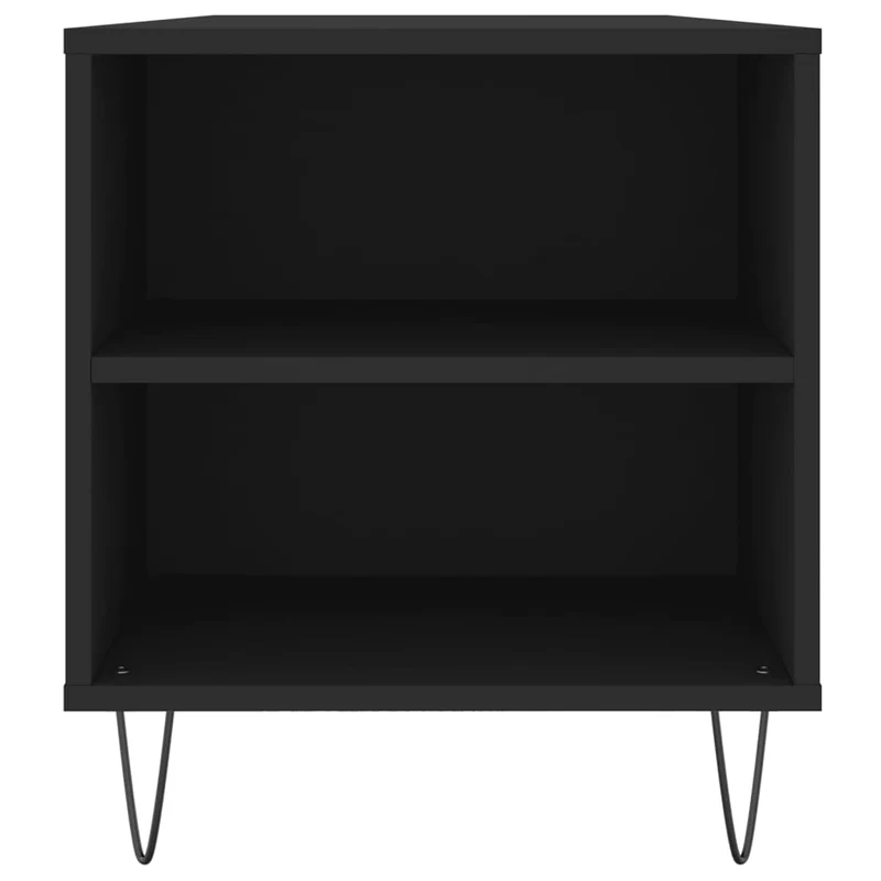 Table basse avec 2 tiroirs et 4 compartiments design industriel moderne 102 x 44,5 x 50 cm bois d'ingénierie noir et métal DEC039587