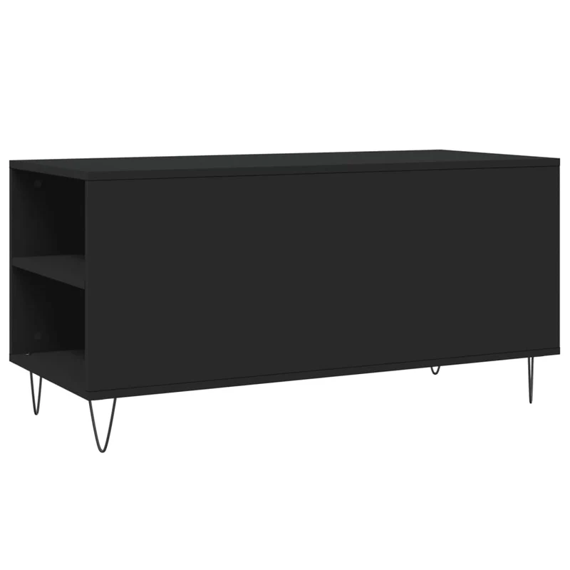 Table basse avec 2 tiroirs et 4 compartiments design industriel moderne 102 x 44,5 x 50 cm bois d'ingénierie noir et métal DEC039587