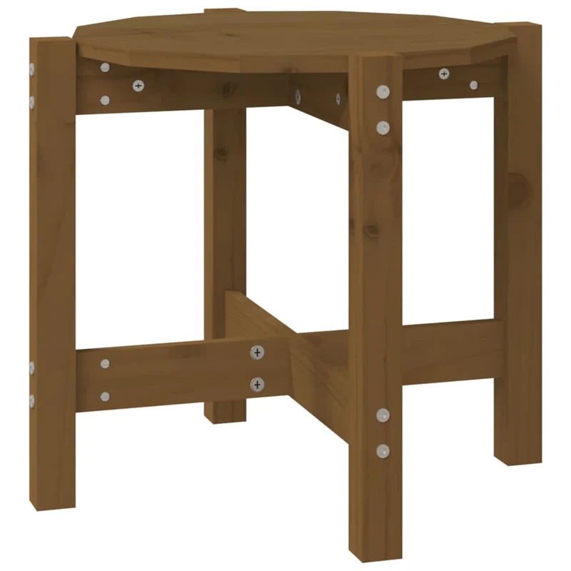 Table basse table d'appoint design simple Ø 52,5 x 45 cm bois massif de pin couleur marron miel DEC039510