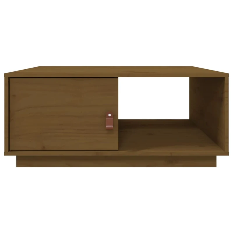 Table basse design moderne et contemporaine 80 x 50 x 35,5 cm bois massif de pin couleur marron miel DEC039497
