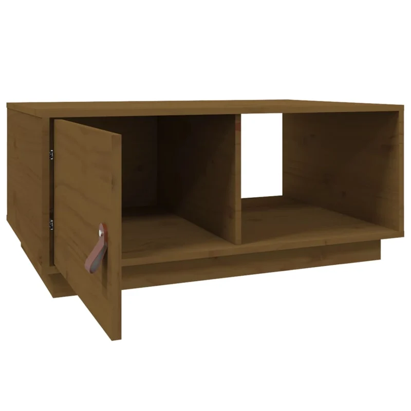 Table basse design moderne et contemporaine 80 x 50 x 35,5 cm bois massif de pin couleur marron miel DEC039497