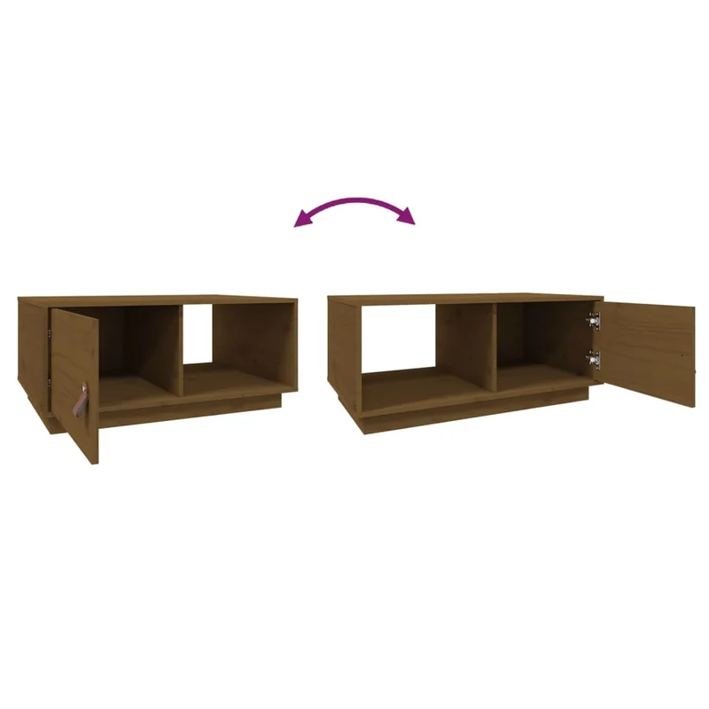 Table basse design moderne et contemporaine 80 x 50 x 35,5 cm bois massif de pin couleur marron miel DEC039497