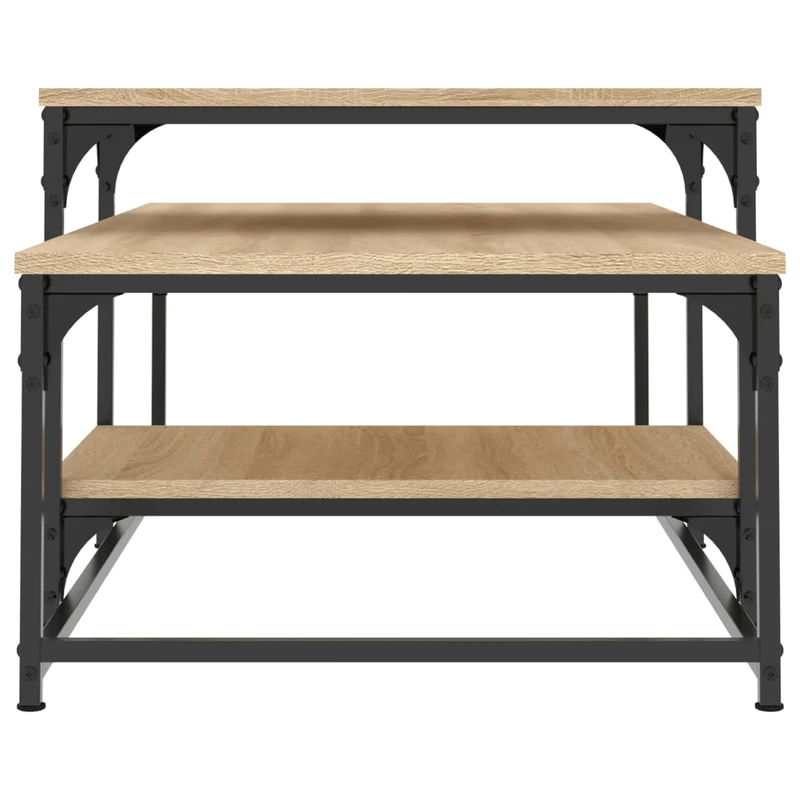Table basse avec étagères design industriel 102 x 60 x 45 cm bois d'ingénierie couleur chêne et métal DEC038918