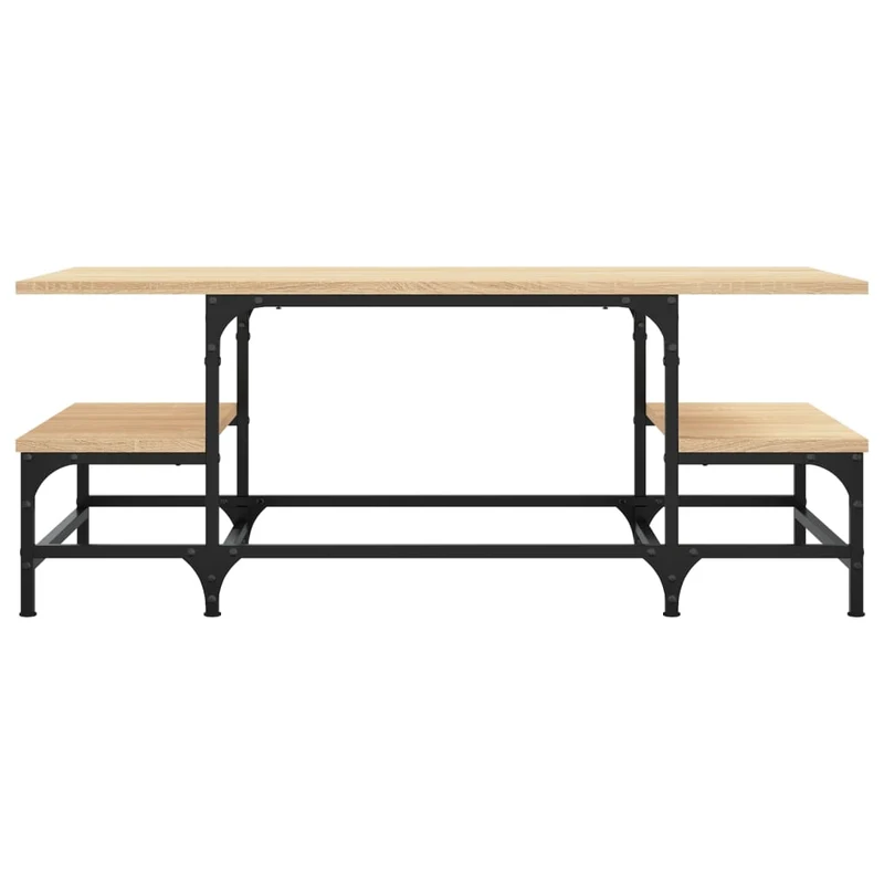 Table basse avec étagèes design industriel 100 x 50,5 x 40 cm bois d'ingénierie couleur chêne et métal DEC038849