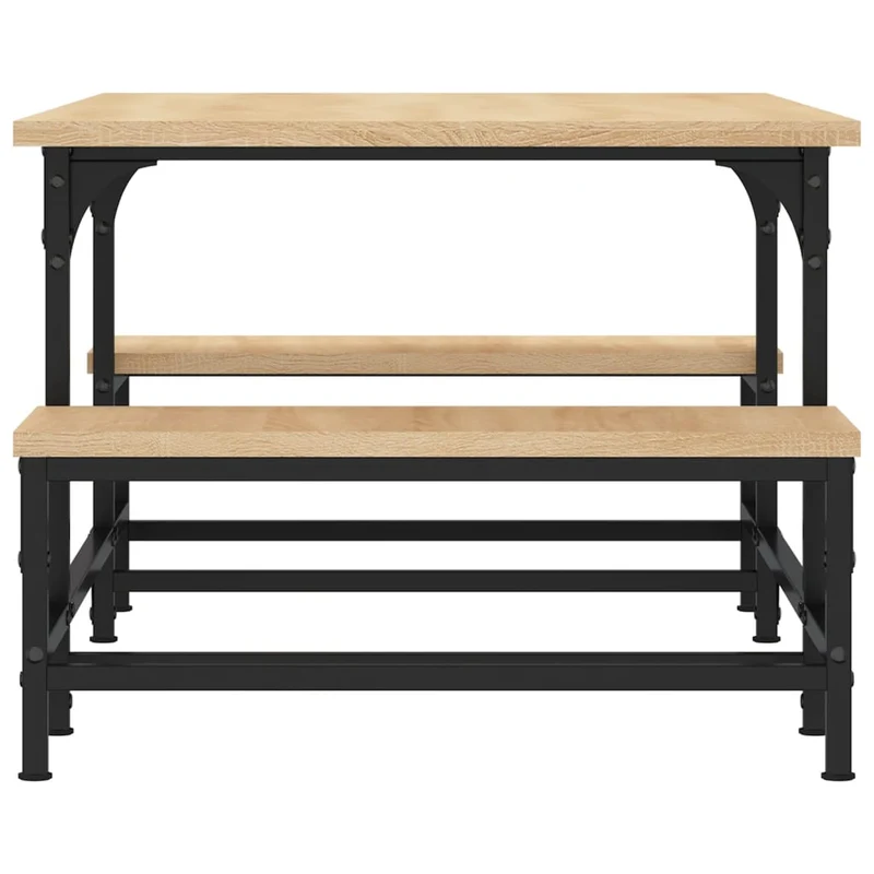 Table basse avec étagèes design industriel 100 x 50,5 x 40 cm bois d'ingénierie couleur chêne et métal DEC038849