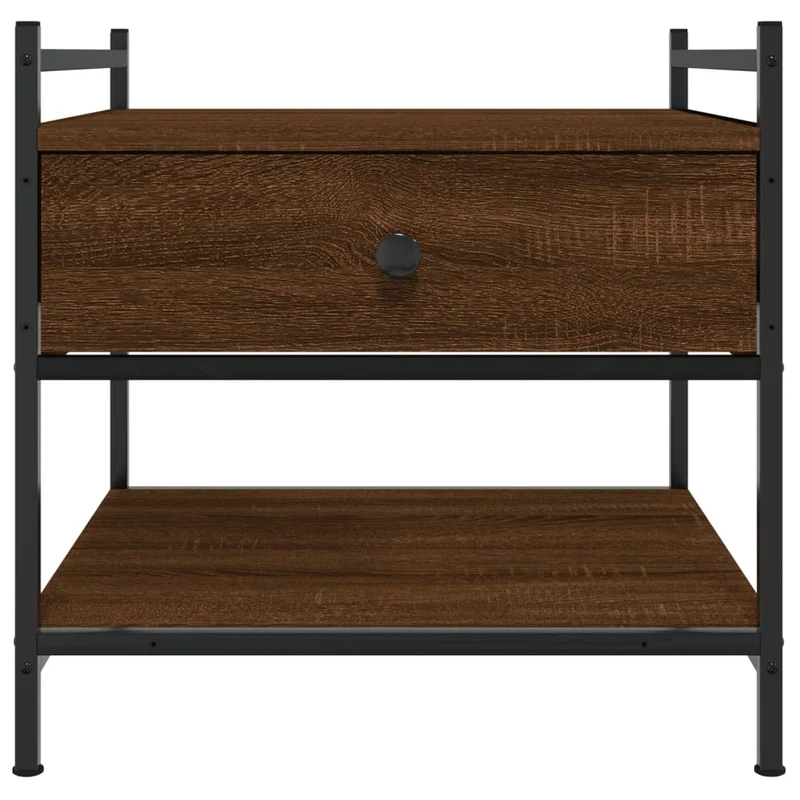 Table basse avec tiroir et étagère design industriel moderne 50 x 50 x 50 cm bois d'ingénierie marron et métal DEC038685