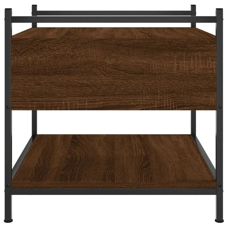Table basse avec tiroir et étagère design industriel moderne 50 x 50 x 50 cm bois d'ingénierie marron et métal DEC038685