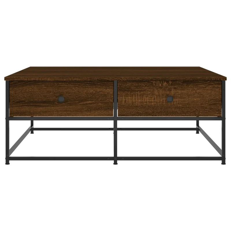 Table basse avec tiroirs design industriel moderne 100 x 99 x 40 cm bois d'ingénierie marron et métal DEC038613