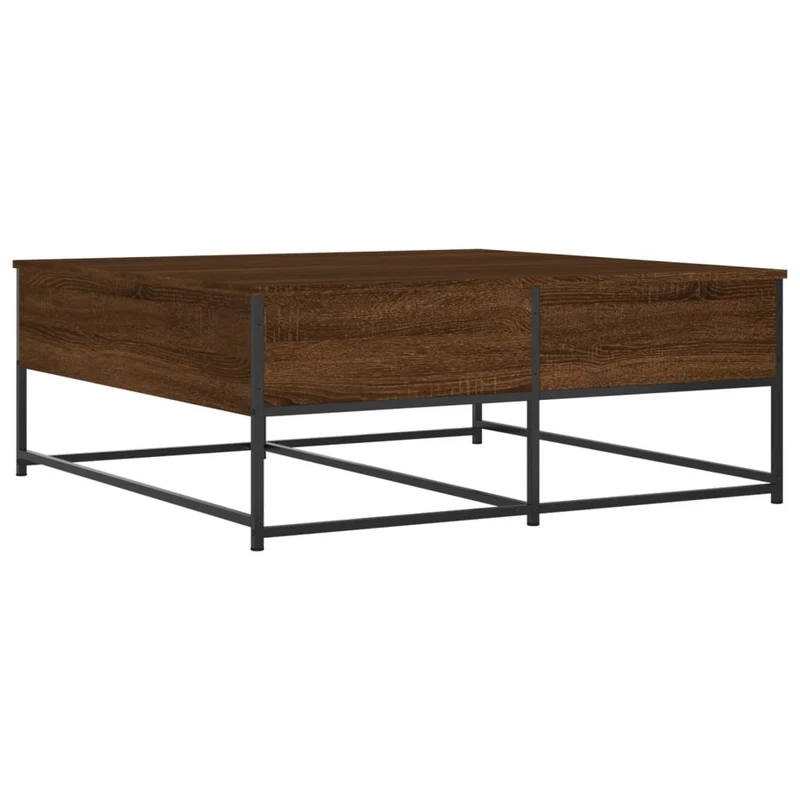 Table basse avec tiroirs design industriel moderne 100 x 99 x 40 cm bois d'ingénierie marron et métal DEC038613