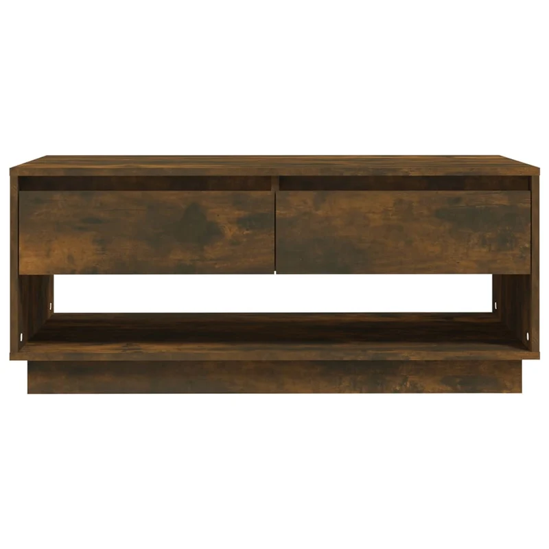 Table basse avec tiroirs et étagère design rustique moderne 102,5 x 55 x 44 cm bois d'ingénierie marron DEC038354
