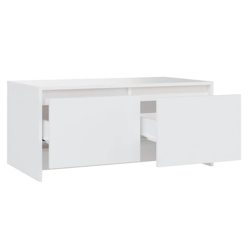 Table basse avec tiroirs design moderne et contemporaine 90 x 50 x 41,5 cm bois d'ingénierie blanc DEC038026