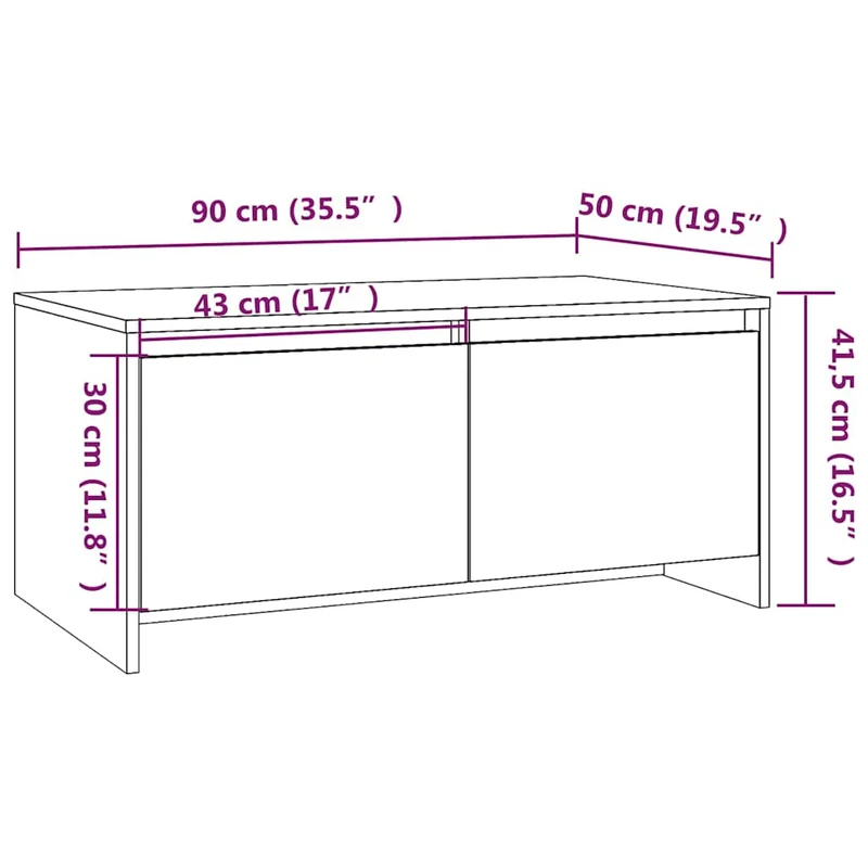 Table basse avec tiroirs design moderne et contemporaine 90 x 50 x 41,5 cm bois d'ingénierie blanc DEC038026