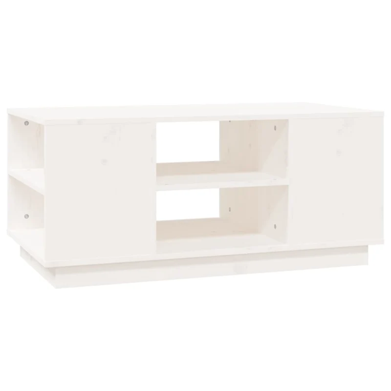 Table basse avec 6 compartiments design moderne 90 x 49 x 40,5 cm bois massif de pin blanc DEC037988
