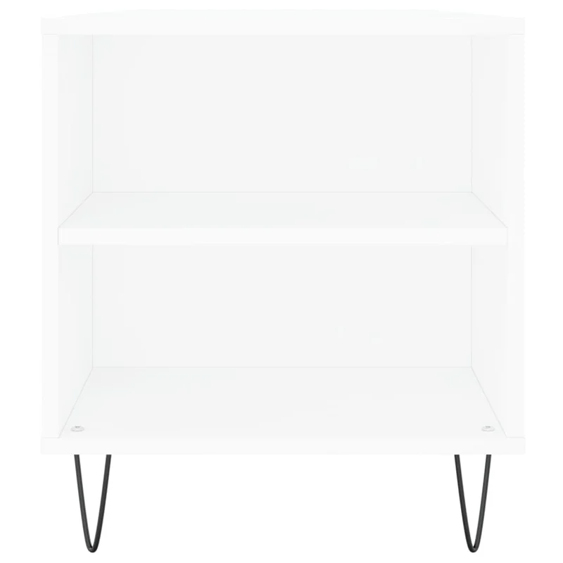 Table basse de salon avec 2 tiroirs et de 4 compartiments design moderne 102 x 44,5 x 50 cm bois d'ingénierie blanc et métal DEC037804