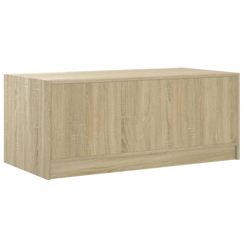 Table basse de salon design moderne avec portes en verre 102 x 50 x 42 cm bois d'ingénierie et verre DEC037731