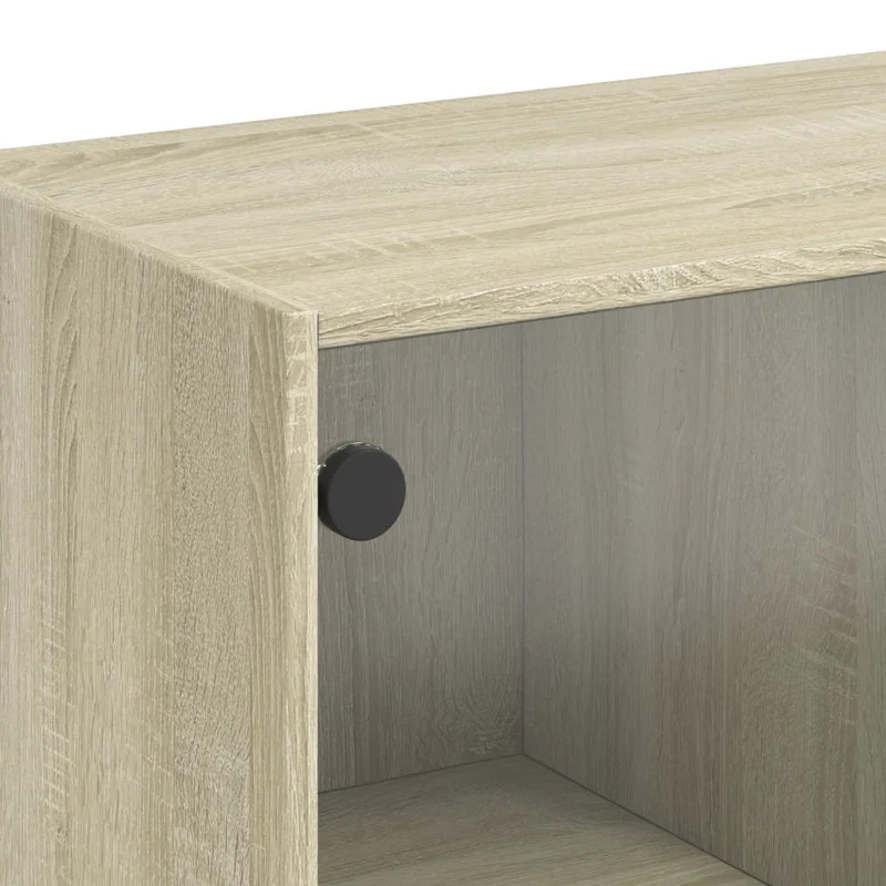 Table basse de salon design moderne avec portes en verre 102 x 50 x 42 cm bois d'ingénierie et verre DEC037731