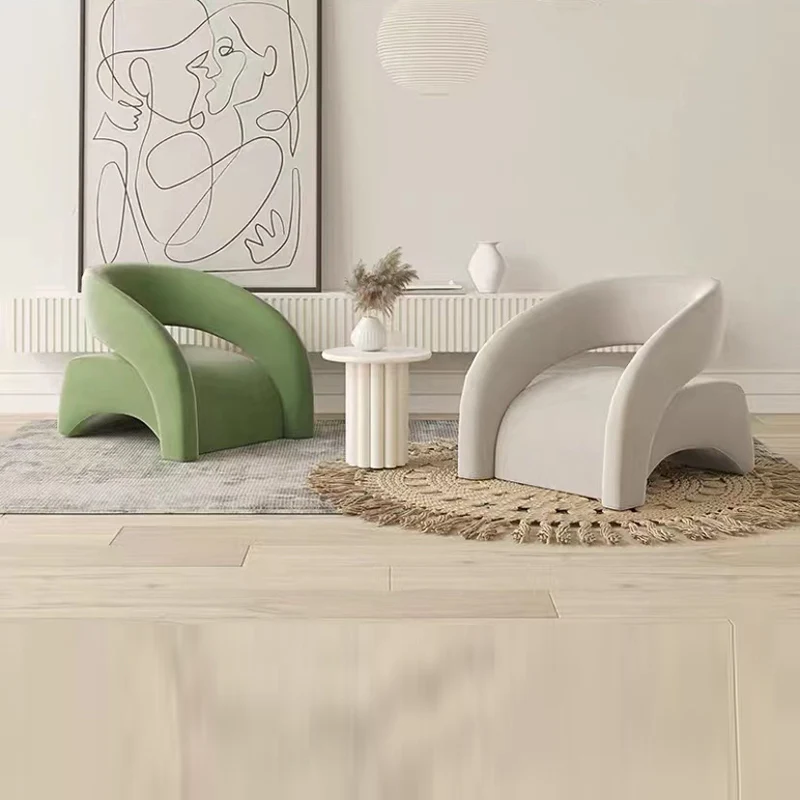Contemporary Scandinavian Cream Curved Square Eucalyptus Wood Sherpa Fabric Velvet Accent Chair Backrest Armrest For Living Room