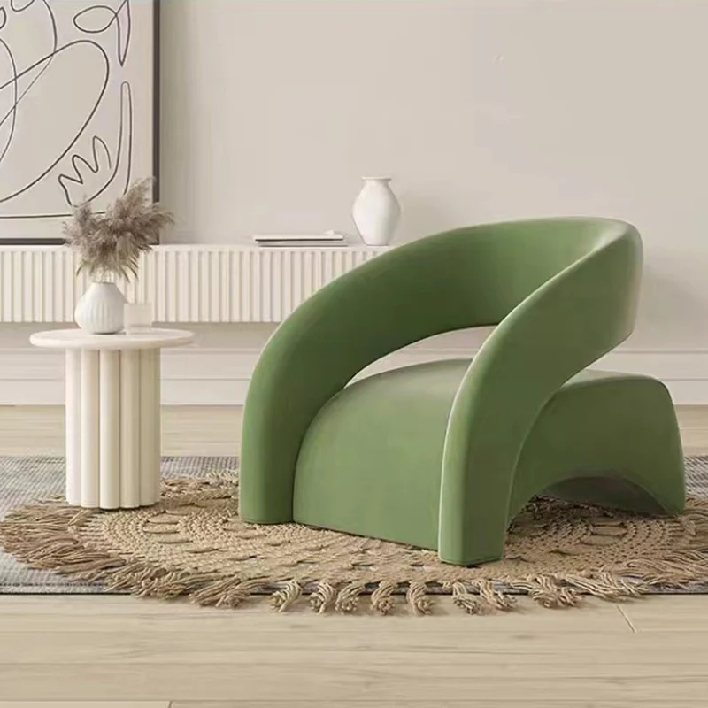 Contemporary Scandinavian Cream Curved Square Eucalyptus Wood Sherpa Fabric Velvet Accent Chair Backrest Armrest For Living Room