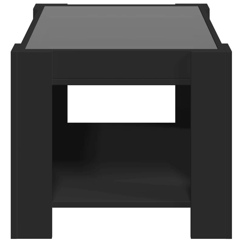 Table basse de salon design moderne avec LED 73 x 53 x 45 cm bois d'ingénierie noir et verre DEC037581
