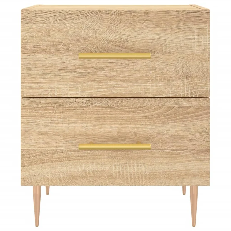 Table de chevet avec deux tiroirs 40 x 35 x 47,5 cm bois d’ingénierie couleur chêne et fer DEC033830