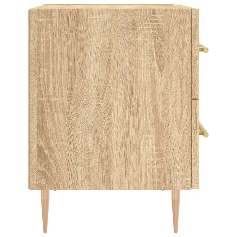 Table de chevet avec deux tiroirs 40 x 35 x 47,5 cm bois d’ingénierie couleur chêne et fer DEC033830