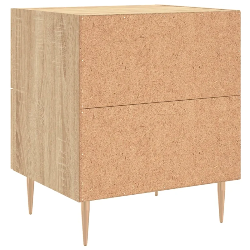 Table de chevet avec deux tiroirs 40 x 35 x 47,5 cm bois d’ingénierie couleur chêne et fer DEC033830