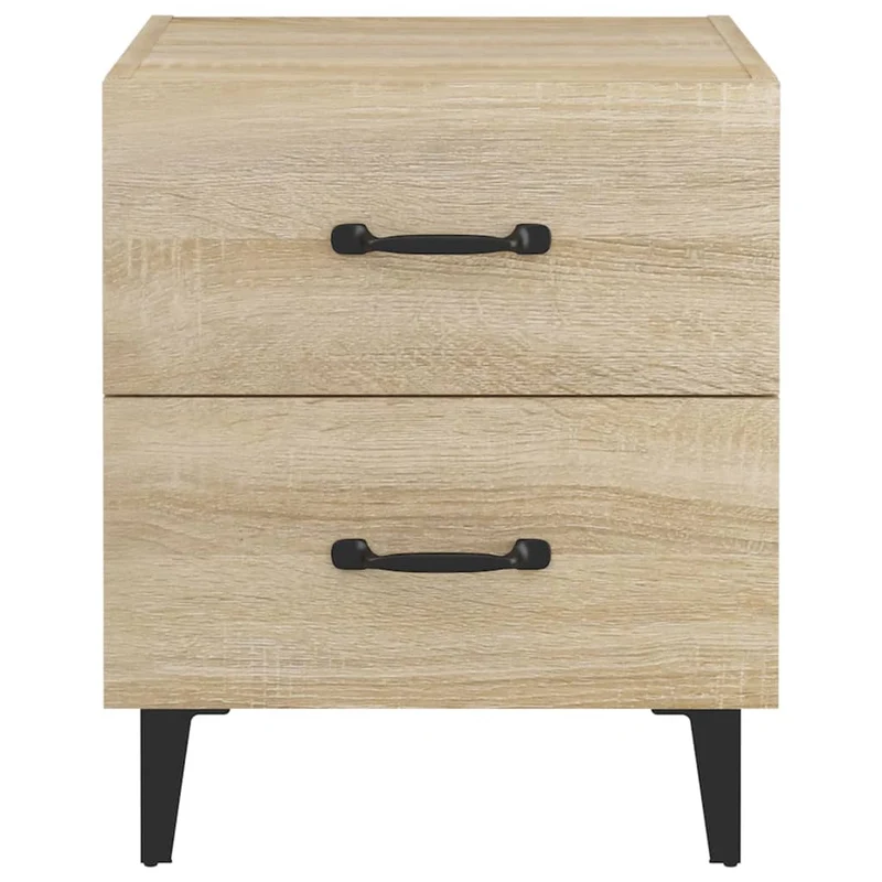 Table de chevet avec deux tiroirs 40 x 35 x 47,5 cm bois d'ingénierie couleur chêne et métal DEC033827