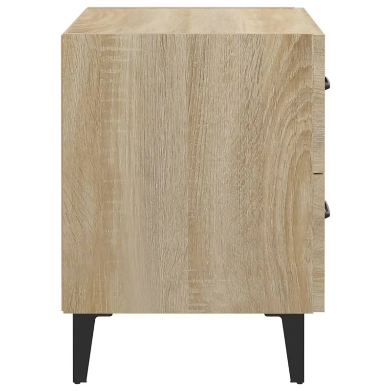 Table de chevet avec deux tiroirs 40 x 35 x 47,5 cm bois d'ingénierie couleur chêne et métal DEC033827