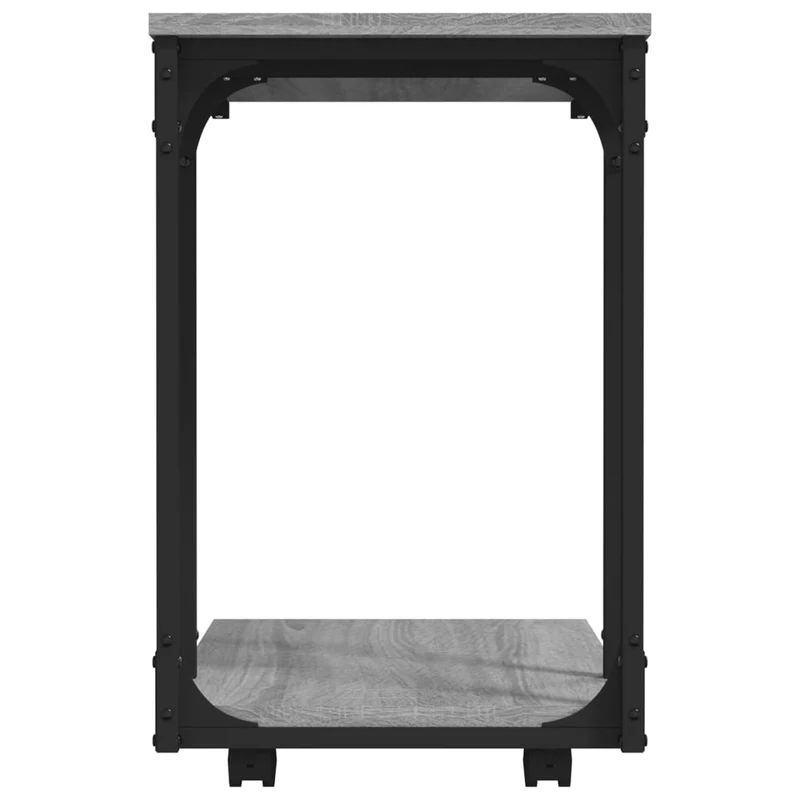 Table d'appoint bout de canapé sur roulettes 50 x 35 x 55,5 cm bois d'ingénierie gris et acier DEC032553