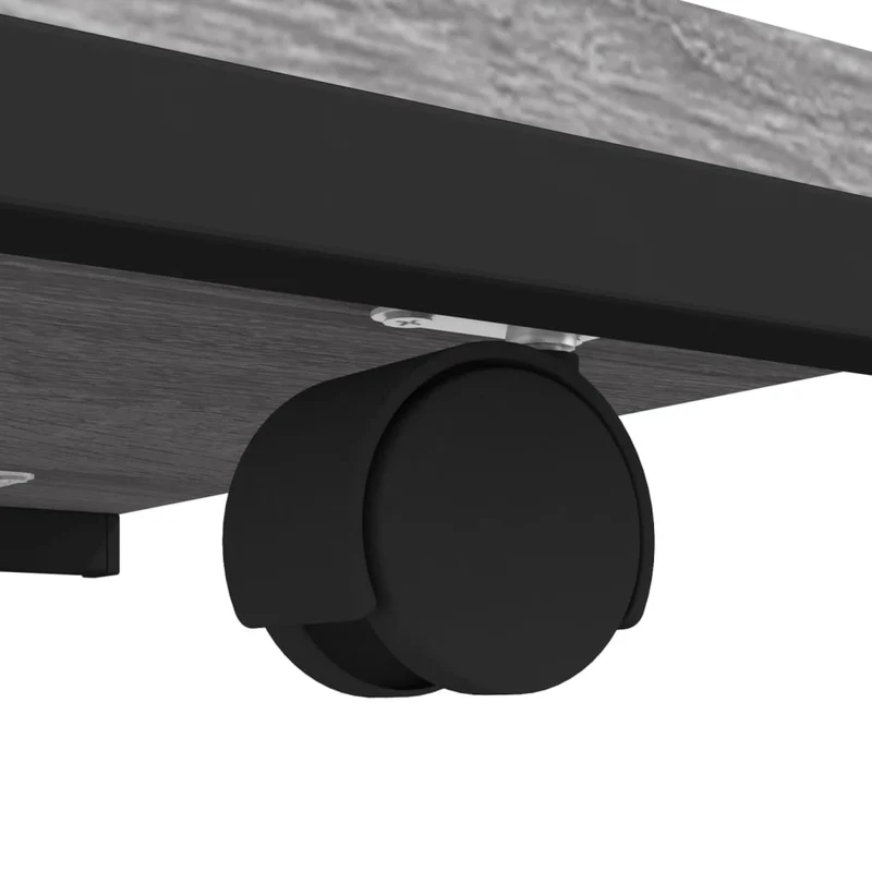 Table d'appoint bout de canapé sur roulettes 50 x 35 x 55,5 cm bois d'ingénierie gris et acier DEC032553