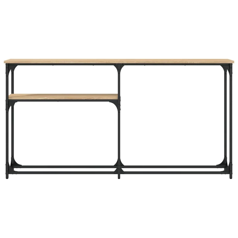 Table d'appoint avec étagère design industriel 145 x 22,5 x 75 cm bois d'ingénierie couleur chêne et métal DEC031931