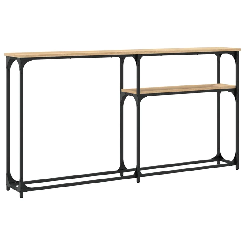 Table d'appoint avec étagère design industriel 145 x 22,5 x 75 cm bois d'ingénierie couleur chêne et métal DEC031931