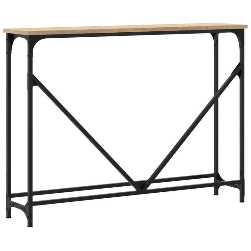 Table d'appoint console d'entrée meuble de salon 102 x 22,5 x 75 cm bois d'ingénierie et métal DEC031923