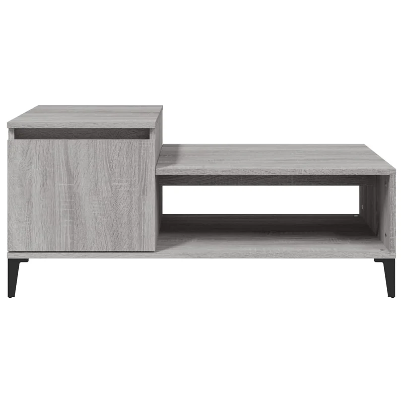 Table basse design moderne et contemporaine 100 x 50 x 45 cm bois d'ingénierie gris et métal DEC039950