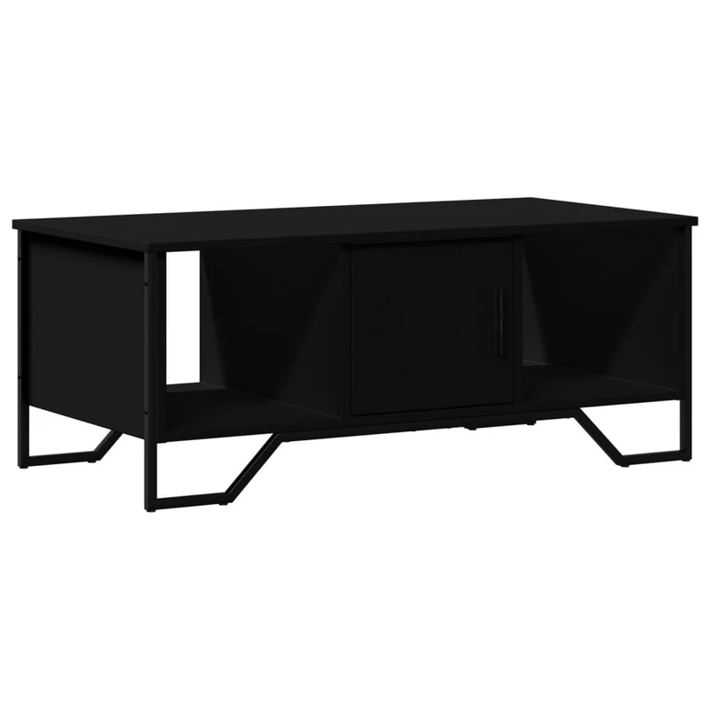 Table basse design moderne et contemporaine 100 x 51 x 40 cm bois d'ingénierie noir et métal DEC039571