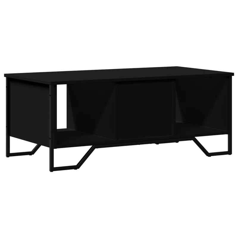 Table basse design moderne et contemporaine 100 x 51 x 40 cm bois d'ingénierie noir et métal DEC039571