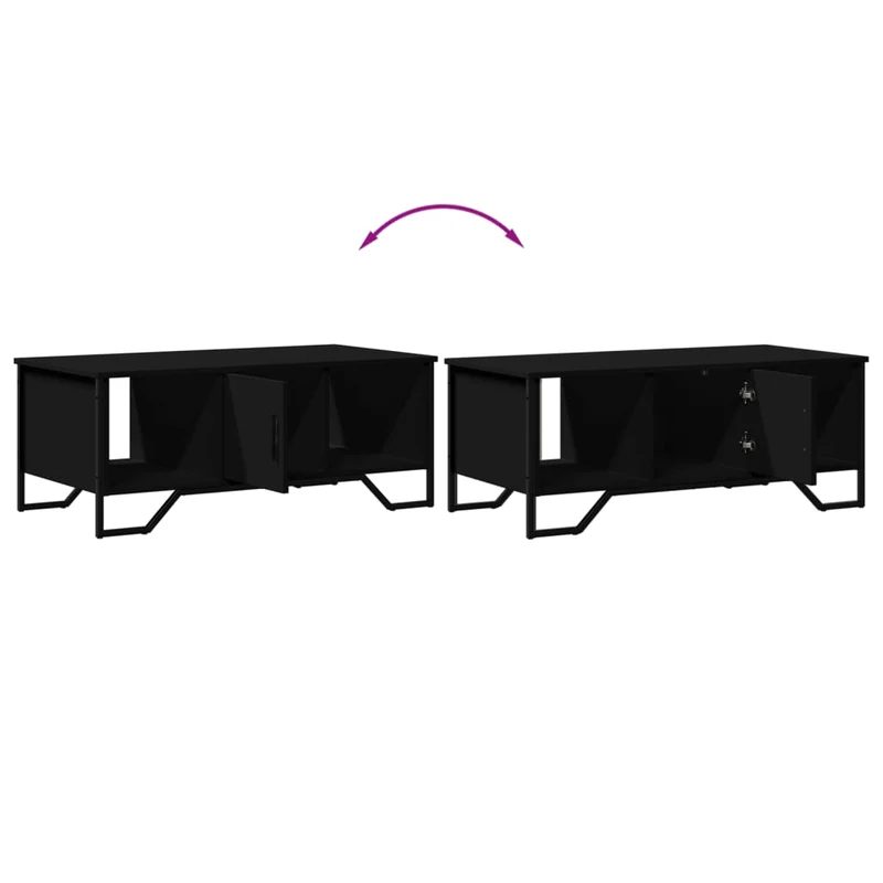 Table basse design moderne et contemporaine 100 x 51 x 40 cm bois d'ingénierie noir et métal DEC039571