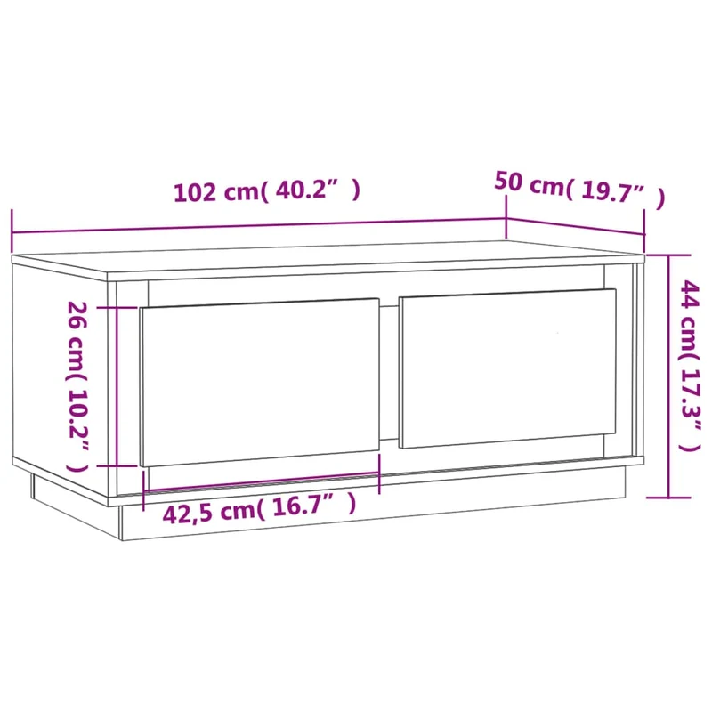 Table basse avec 2 compartiments design moderne et contemporaine 102 x 50 x 44 cm bois d'ingénierie marron DEC038373
