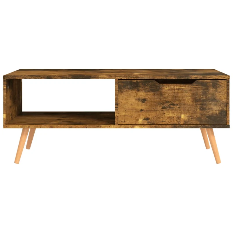 Table basse avec tiroir design moderne et contemporaine 100 x 49,5 x 43 cm bois d'ingénierie marron DEC038309