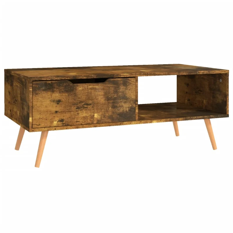Table basse avec tiroir design moderne et contemporaine 100 x 49,5 x 43 cm bois d'ingénierie marron DEC038309