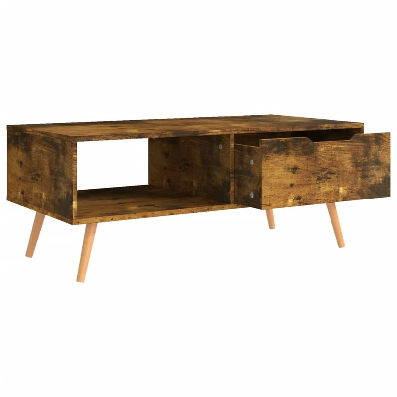 Table basse avec tiroir design moderne et contemporaine 100 x 49,5 x 43 cm bois d'ingénierie marron DEC038309