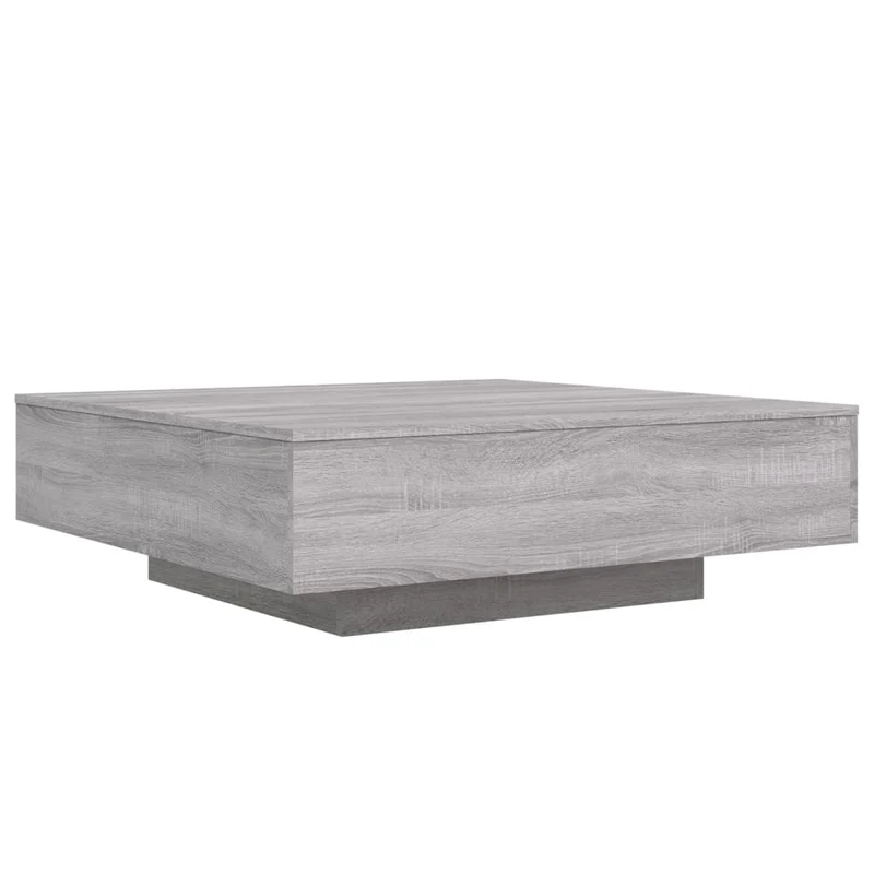 Table basse de salon design moderne avec lumières LED 100 x 100 x 31 cm bois d'ingénierie gris DEC037688