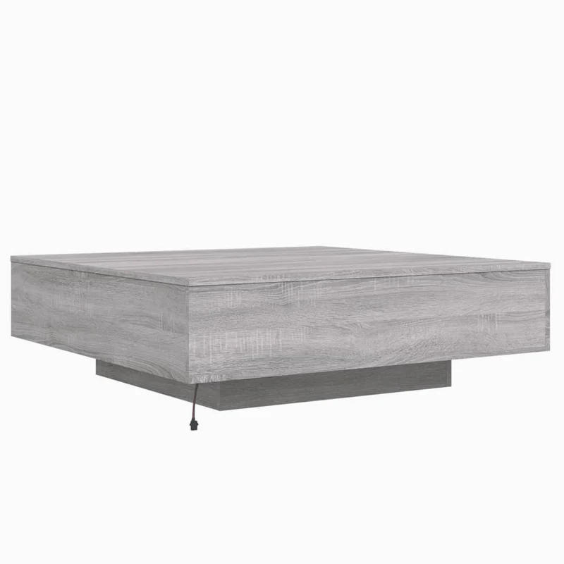 Table basse de salon design moderne avec lumières LED 100 x 100 x 31 cm bois d'ingénierie gris DEC037688