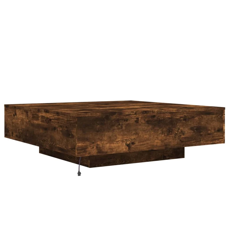 Table basse de salon design moderne avec lumières LED 100 x 100 x 31 cm bois d'ingénierie marron DEC037615