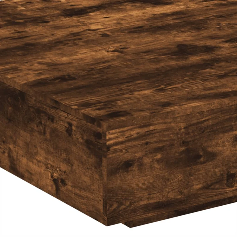 Table basse de salon design moderne avec lumières LED 100 x 100 x 31 cm bois d'ingénierie marron DEC037615