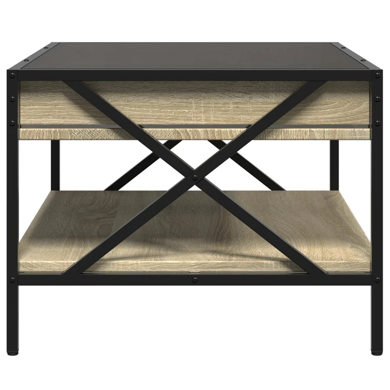 Table basse de salon avec étagère design moderne avec LED 70 x 50 x 38 cm bois d'ingénierie verre et métal DEC037485